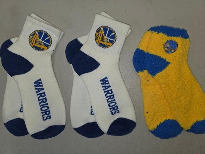 ST6 Mens NBA GOLDEN STATE WARRIORS Crew Socks Lot of 3 Pair LARGE New