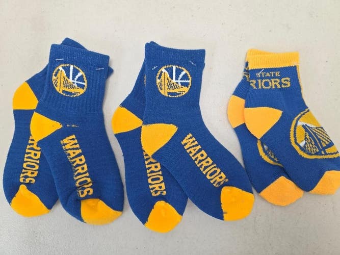 ST7 NBA GOLDEN STATE WARRIORS Crew Socks Lot of 3 Pair YOUTH 1-3 New