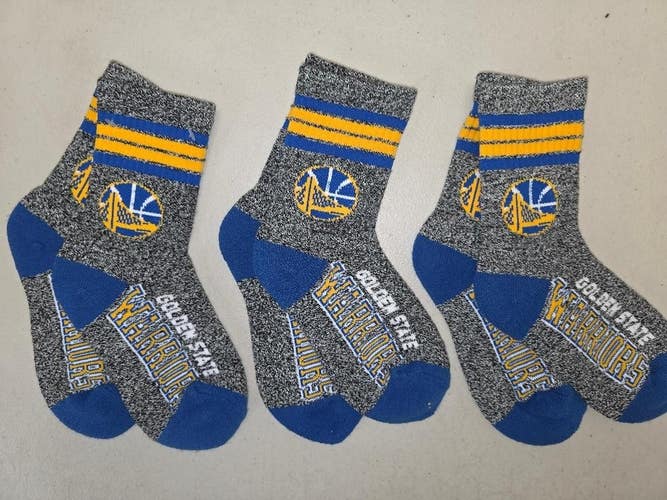 ST8 NBA GOLDEN STATE WARRIORS Crew Socks Lot of 3 Pair YOUTH 1-5 New