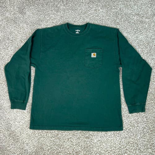 Carhartt Shirt Mens Large Green Workwear Long Sleeve Cotton Pocket Tee T Gorp