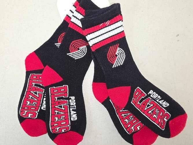 ST1 NBA PORTLAND TRAIL BLAZERS Crew Socks Lot of 2 Pair YOUTH 1-3 New
