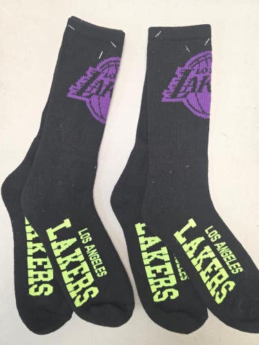 ST3 Mens NBA LOS ANGELES LAKERS Crew Socks Lot of 2 Pair LARGE New