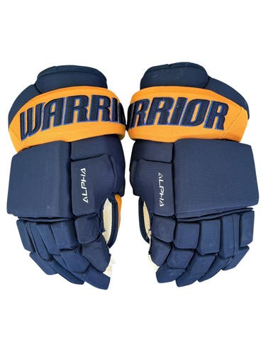 Warrior Alpha Pro Atlanta Gladiators Pro Stock Hockey Gloves 15” Navy (Used) 3403