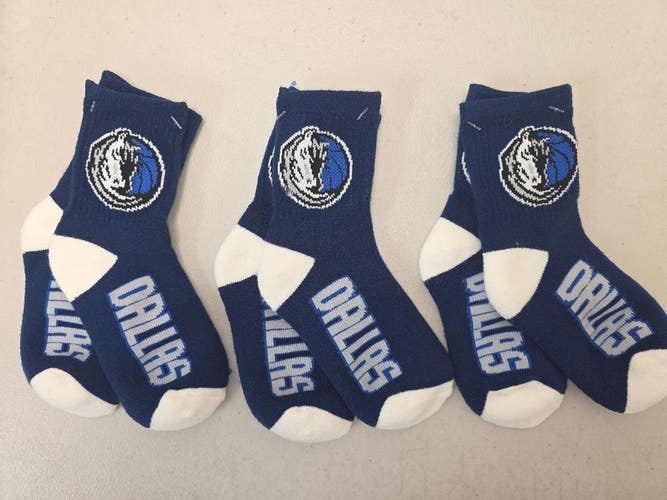 ST2 NBA DALLAS MAVERICKS Crew Socks Lot of 3 Pair YOUTH 1-3 New