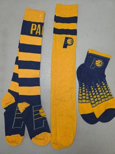 ST7 Mens NBA INDIANA PACERS Crew Socks Lot of 3 Pair MEDIUM New