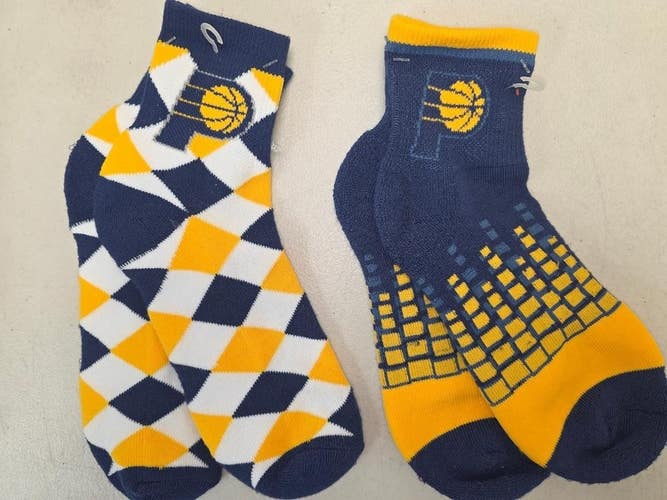 ST4 Mens NBA INDIANA PACERS Crew Socks Lot of 2 Pair LARGE New