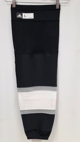 Los Angeles Kings Home adidas Hockey Socks PRO STOCK (Made in Canada) Size L (NEW)