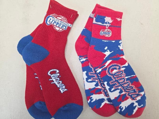 ST1 Mens NBA LOS ANGELES CLIPPERS Crew Socks Lot of 2 Pair LARGE New