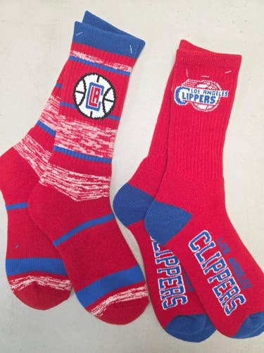 ST3 Mens NBA LOS ANGELES CLIPPERS Crew Socks Lot of 2 Pair LARGE New