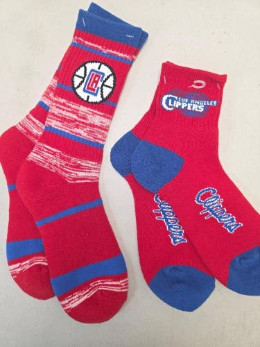 ST4 Mens NBA LOS ANGELES CLIPPERS Crew Socks Lot of 2 Pair LARGE New