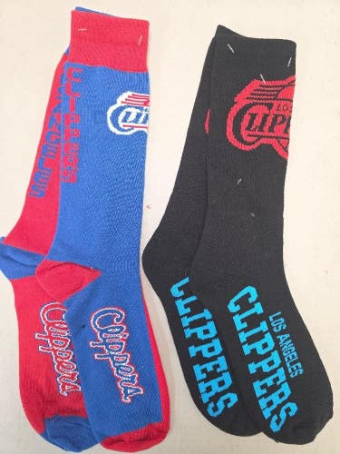 ST5 Mens NBA LOS ANGELES CLIPPERS Crew Socks Lot of 2 Pair LARGE New