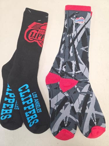 ST6 Mens NBA LOS ANGELES CLIPPERS Crew Socks Lot of 2 Pair LARGE New