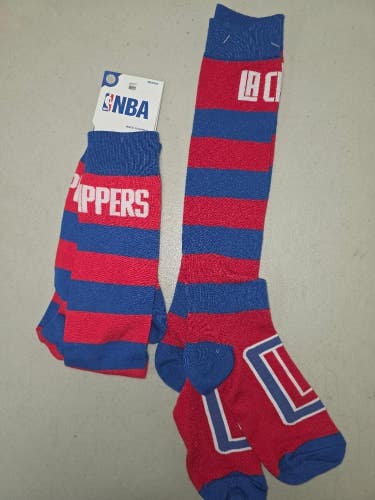 ST11 Mens NBA LOS ANGELES CLIPPERS Crew Socks Lot of 2 Pair MEDIUM New