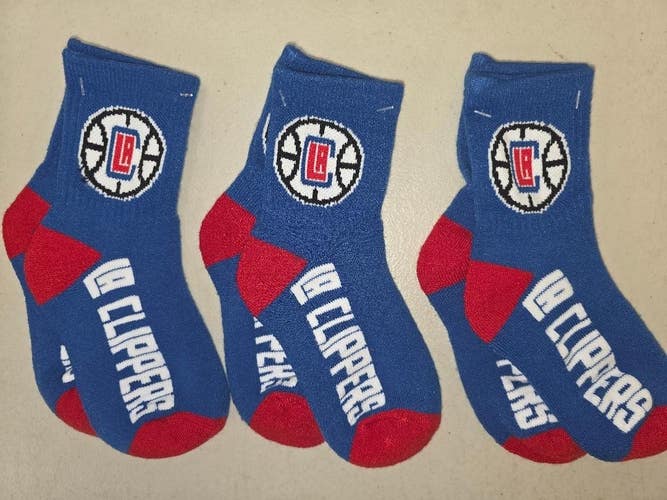 ST12 NBA LOS ANGELES CLIPPERS Crew Socks Lot of 3 Pair YOUTH 1-3 New