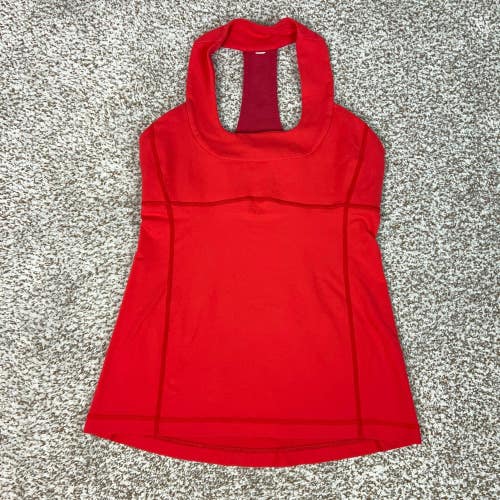 Lululemon Tank Top Womens 8 Red Gym Activewear Racerback Built In Bra Workout