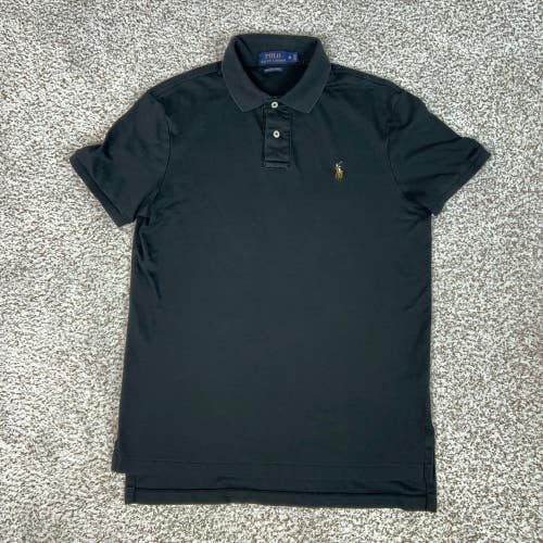 Polo Ralph Lauren Shirt Mens Medium Black Casual Pima Soft Touch Pony Top Golf