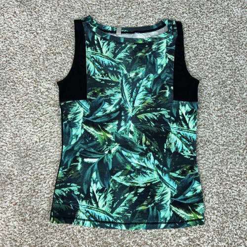 Athleta Top Womens Small Green Tropical Sleeveless Beach Swim Napali Rashguard
