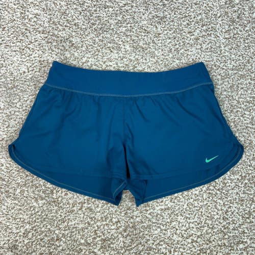 Nike Shorts Womens 10 Blue Training Activewear Lined Running Athletic Sports Gym