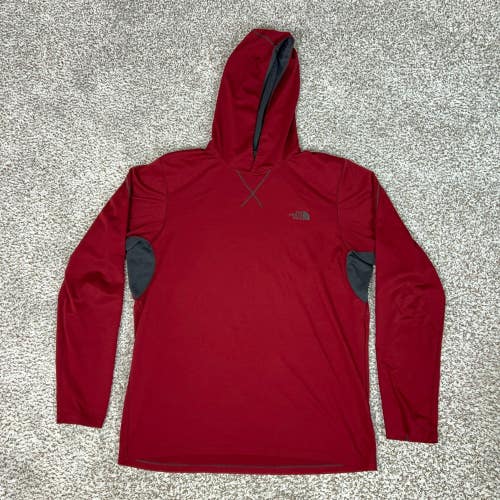 North Face Hoodie Mens Medium Red Active FlashDry Long Sleeve Hiking Outdoor Top