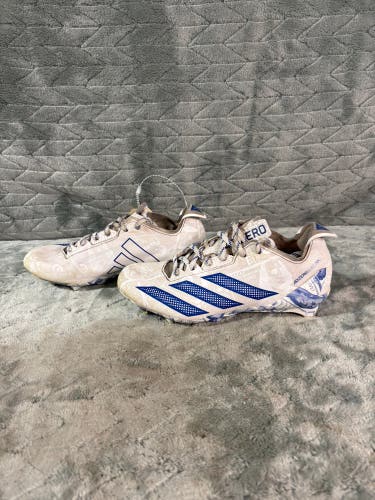 White Unisex Size M 7 Adult Adidas AdiZero Low Top Footwear Molded Cleats (Used)