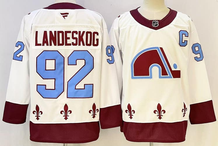 Men's Colorado Avalanche Gabriel Landeskog 92 Stitched White Jersey Ice Hockey Jersey Size 50