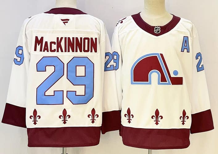 Men's Colorado Avalanche Nathan MacKinnon #29 Stitched White Jersey Ice Hockey Jersey Size 52