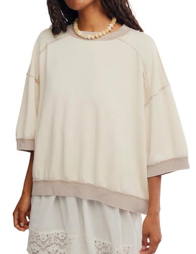 Free People We the Free Everything Sweatshirt Women's Small Nilla Cream GBO4134