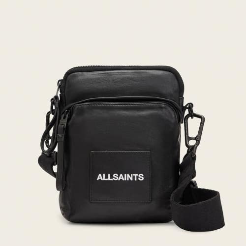 Allsaints Falcon Pouch Bag Men's Black Leather Crossbody Strap Handbags GBO4083