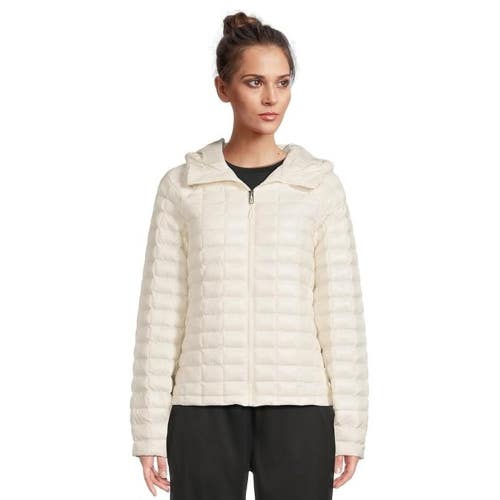 The North Face ThermoBall Jacket Women Large White Dune Full Zip Quilted GBO4098