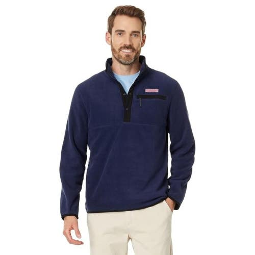 Vineyard Vines Harbor Sweatshirt Men Small Nautical Navy Fleece 1/4 Snap GBO4143