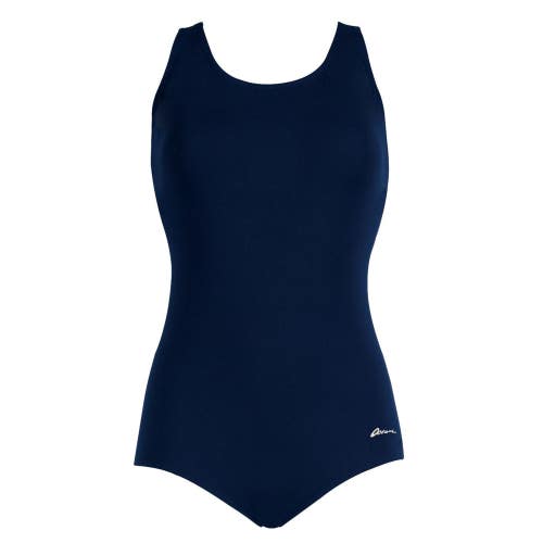 Dolfin Aquashape Conservative Lap Suit Women 14 Blue Scoop Neck Swimwear GBO4106
