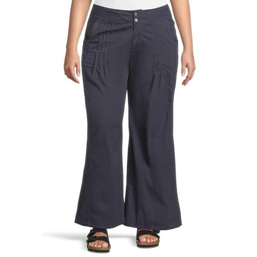 XCVI Rebecca Poplin Pants Women's Large Navy Stretch Mid Rise Wide Leg GBO4101