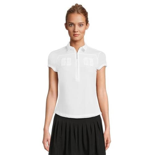 Jamie Sadock Solid Sunsense Polo Shirt Women's Large Sugar Mesh Overlay GBO4100
