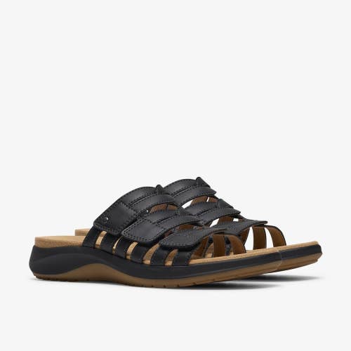 Clarks Maelynn Abby 26187068 Sandals Women's US 10M Black Leather Slide PNE100