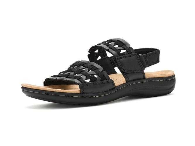 Clarks Laurieann Lily 26187050 Sandals Women Black Wide Leather Slingback PNE97