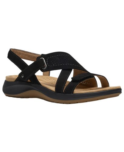 Clarks Maelynn Gem Sandals Womens 10 Wide Black Nubuck Open Toe Slingback PNE115