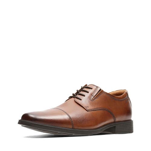 Clarks Tilden 26130096 Oxford Men's 13 D Tan Leather Cap Toe Dress Shoes RHS9579