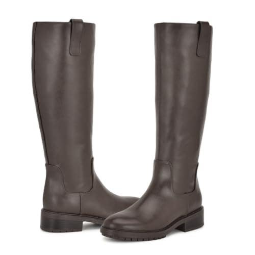 Nine West Leigha Boots Women's 9M Dark Brown Leather Round Toe Knee High RHS9772