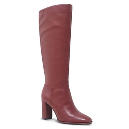 Kenneth Cole Lowell Dress Boots Women's 7 M Rio Red Leather Knee High RHS9771