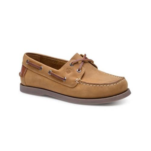 Johnston & Murphy Zeke Kids US 3 M Tan Oiled Leather Moc Toe Boat Shoe RHS9669