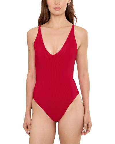 Beach Riot Reese Swimsuit Women's Small Red Stretch V-Neck One Piece GBO4133