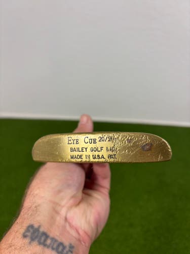 Bailey Golf Eye Cue 20/20 Brass Blade Putter RH 35.25" USA Lamkin Grip
