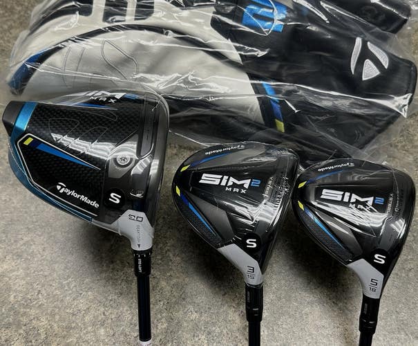 TaylorMade SIM2 MAX Right Hand Set Driver, 3-Wood, 5-Wood, Ventus Stiff Flex NEW