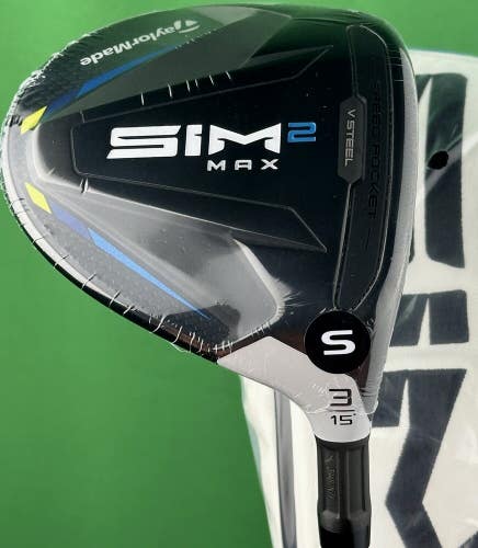 TaylorMade SIM2 MAX Fairway 3-Wood 3W 15* Stiff Flex Ventus Blue 6S NEW #85136