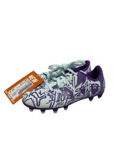 Used Puma TACTO II Soccer Cleats White And Purple Youth 13.0 11692-S000158060