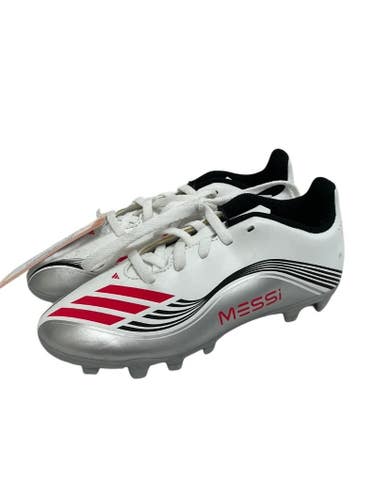 Used Adidas F50 MESSI CLUB Soccer Cleats White/Black/Red Youth 13.0 11692-S000158078