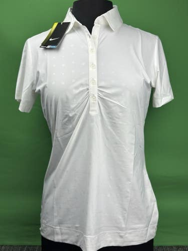 Nike Womens Emboss Dot Closeout Golf Polo Shirt Top Color: White Size Medium NEW