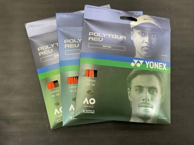 3 Pack Yonex Polytour Rev 1.25mm/16L Ga Tennis String