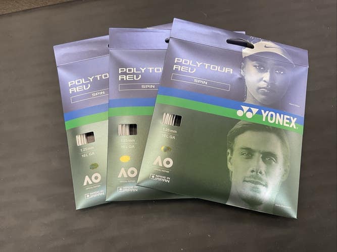 3 Pack Yonex Polytour Rev 1.25mm/16L Ga Tennis String