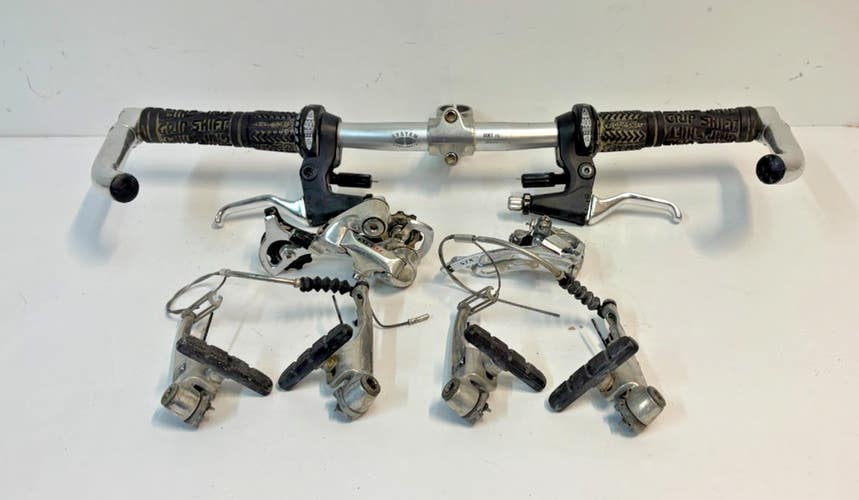 1990s Shimano STX-RC Derailleurs 3x8 Grip Shifter BR-M600 V-Brakes Bar Stem++